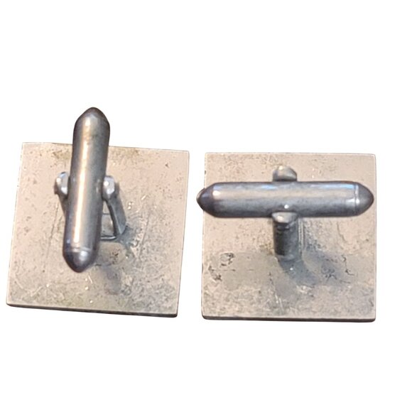 Vintage Swank Brushed Silver-Tone Square Cufflinks 1960's - Picture 5 of 6